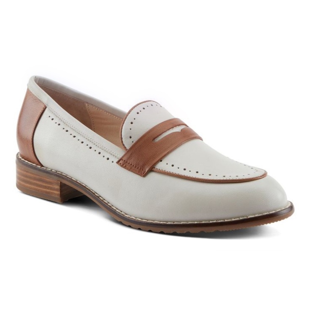 Spring Step Women's Loafers in Cream and Tan